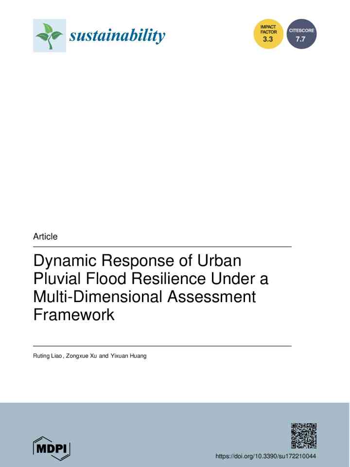 Dynamic response of urban pluvial flood resilience under a Multi-Dimensional Assessment Framework thumbnail