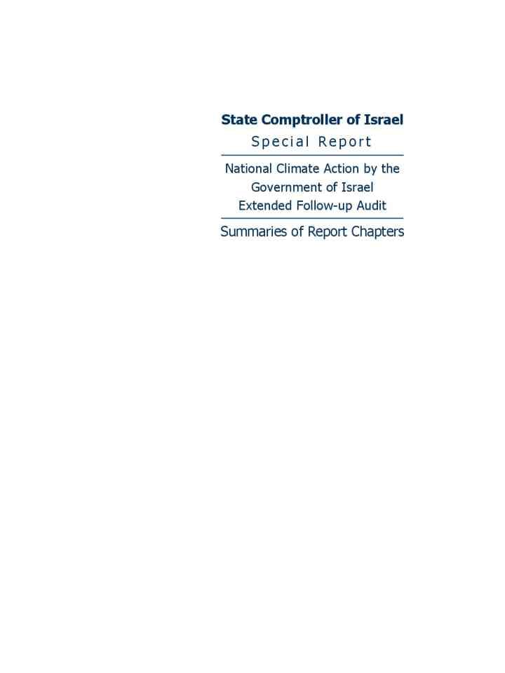 National Climate Action by the government of Israel extended follow-up audit: Summaries of report chapters thumbnail