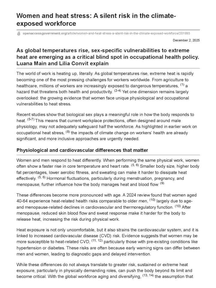Women and heat stress: A silent risk in the climate-exposed workforce thumbnail