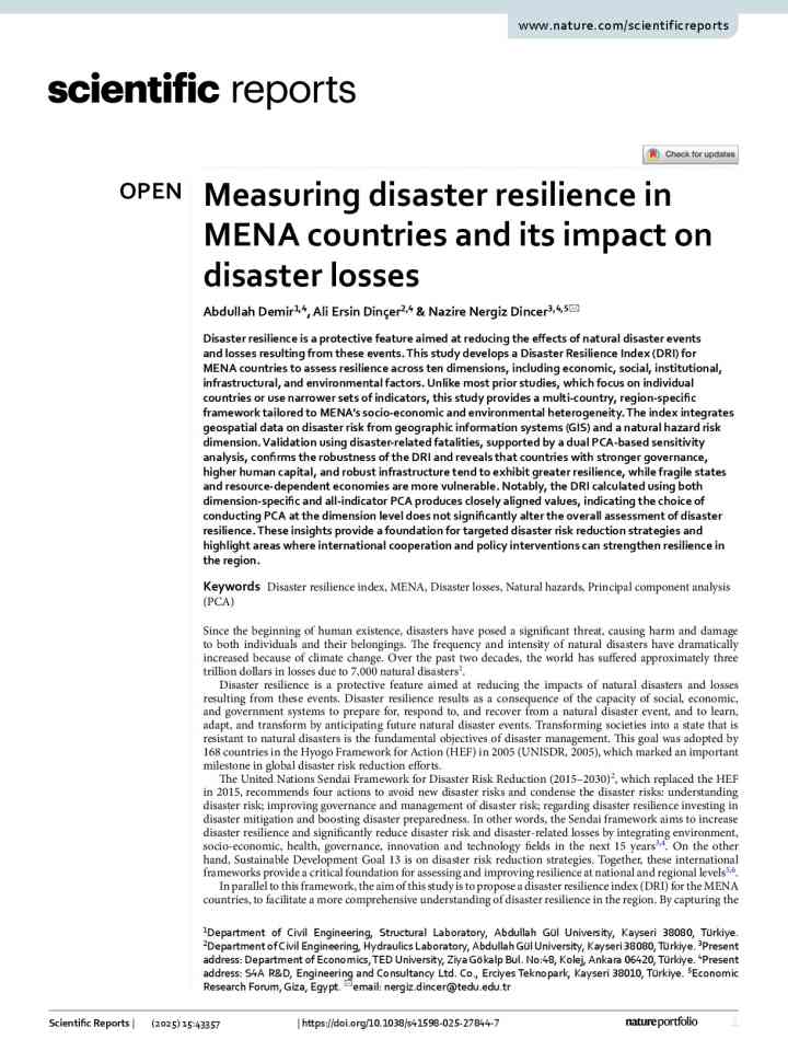 Measuring disaster resilience in MENA countries and its impact on disaster losses thumbnail