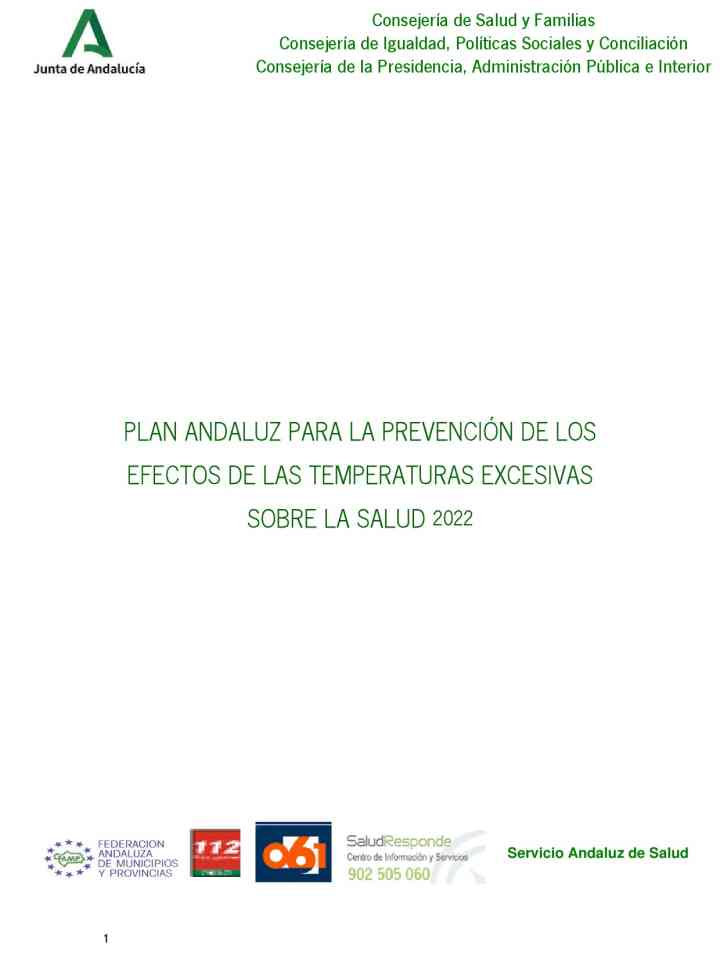 Andalusian plan for the prevention of the effects of excessive heat on health 2022 thumbnail