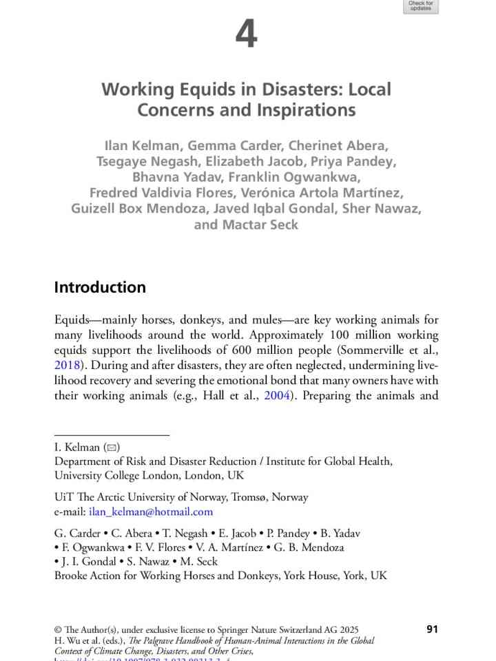 Working equids in disasters: local concerns and inspirations thumbnail