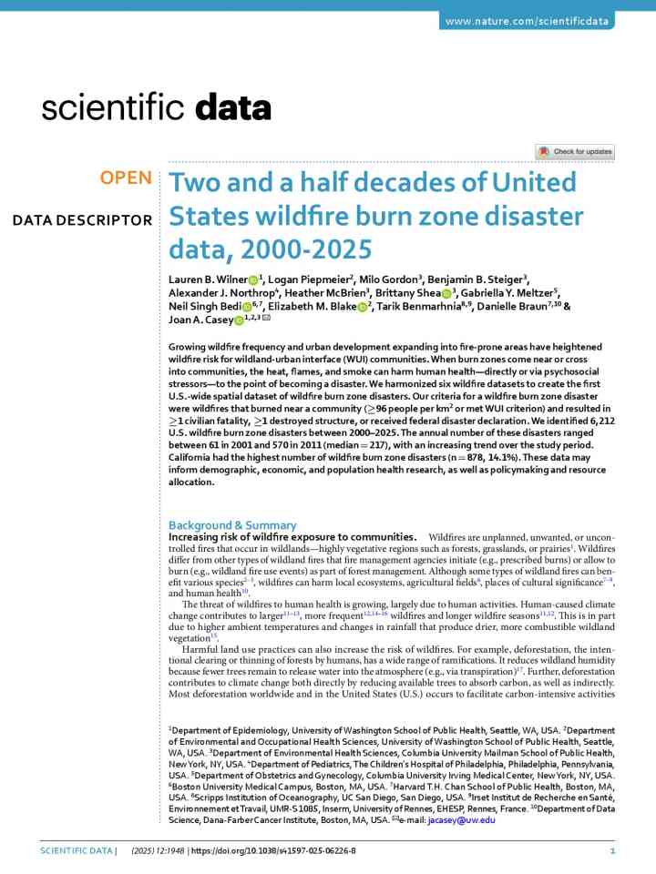 Two and a half decades of United States wildfire burn zone disaster data, 2000-2025 thumbnail