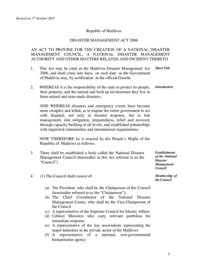 Maldives Disaster Management Act 2007 thumbnail
