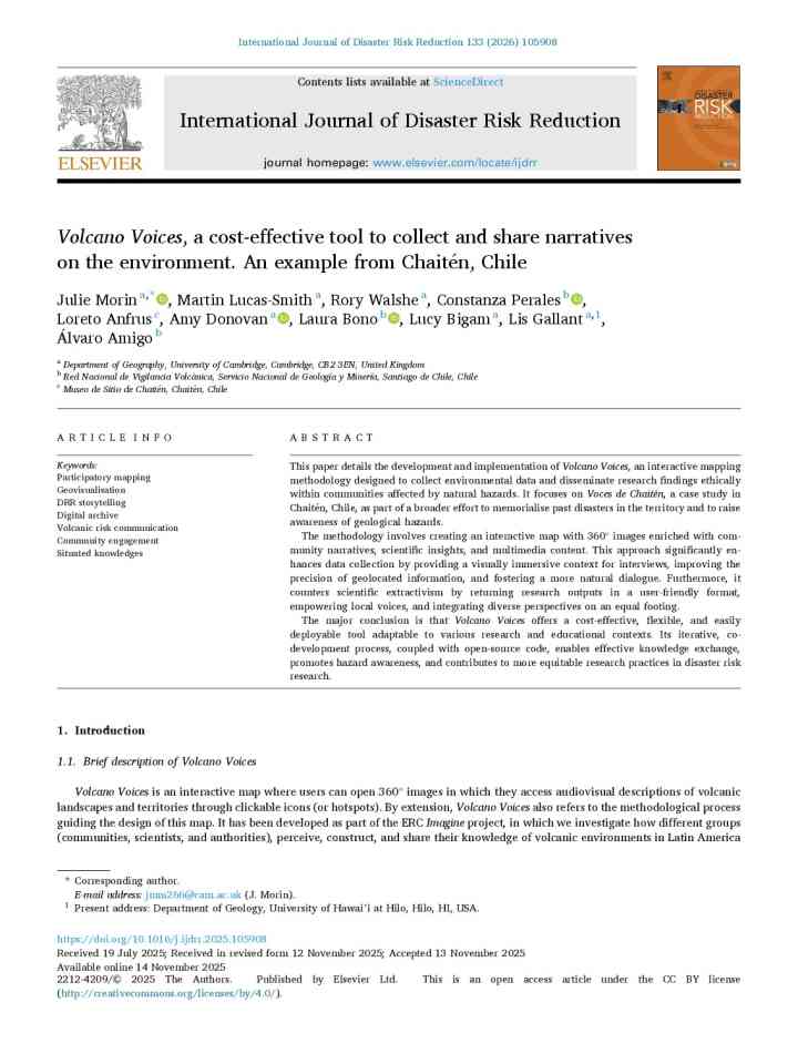 Chile: Volcano Voices, a cost-effective tool to collect and share narratives on the environment. An example from Chaitén thumbnail