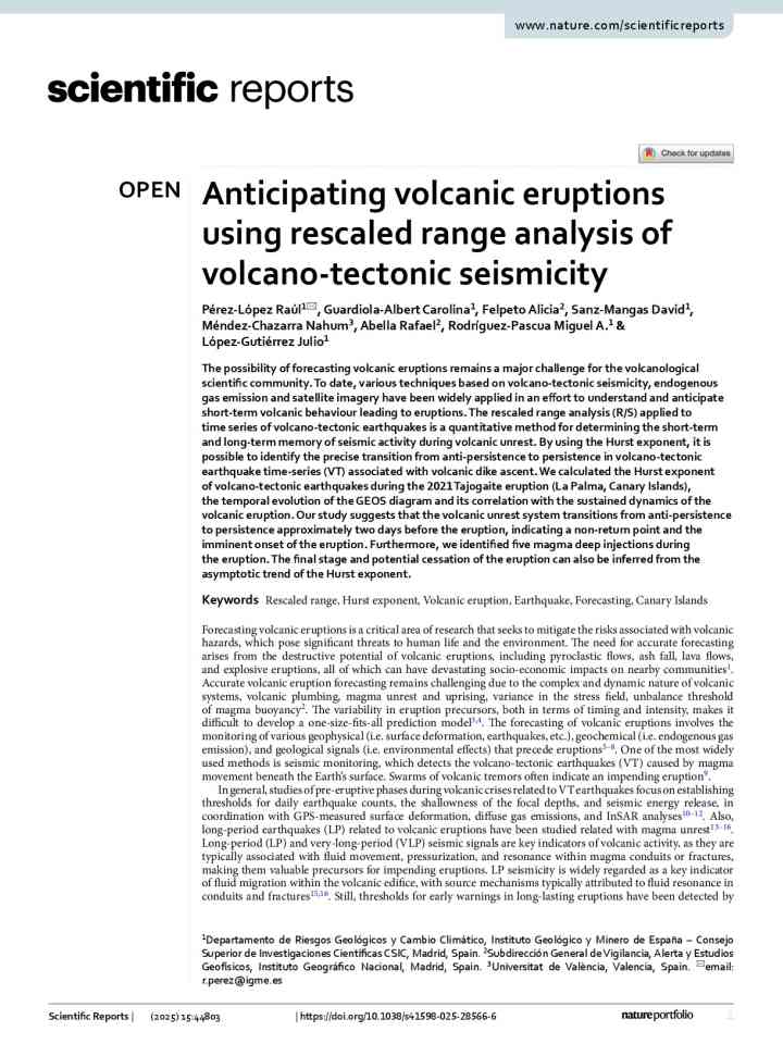 Anticipating volcanic eruptions using rescaled range analysis of volcano-tectonic seismicity thumbnail
