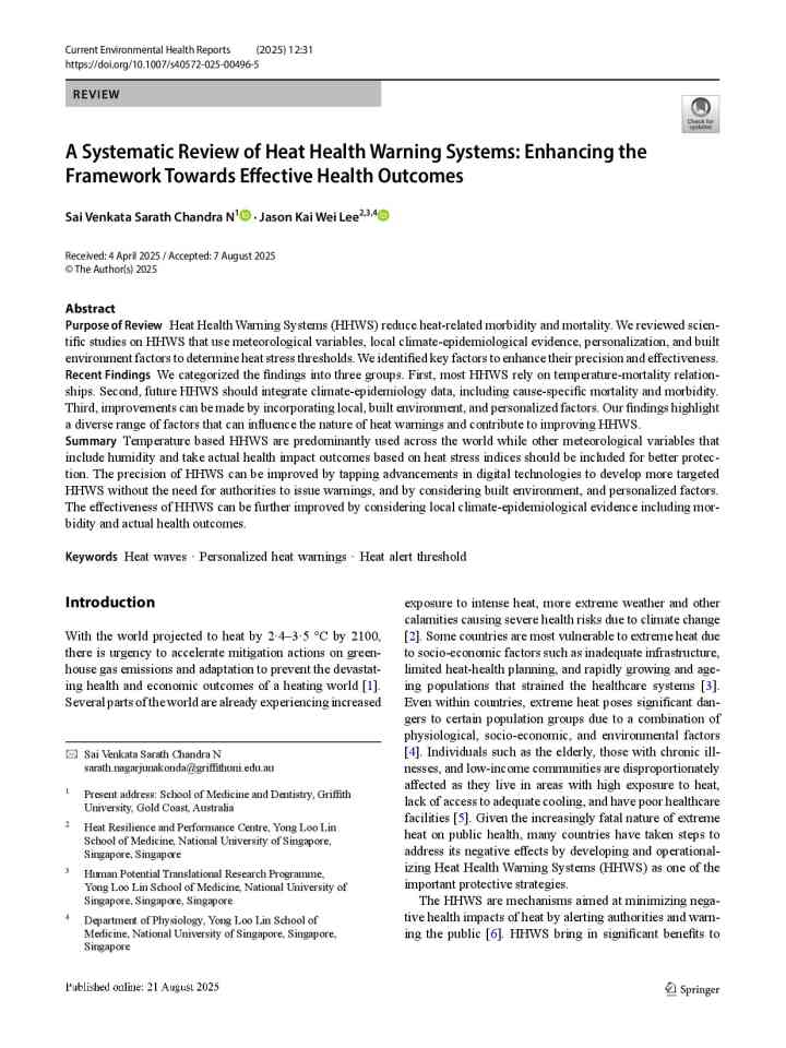 A systematic review of heat health warning systems: enhancing the framework towards effective health outcomes thumbnail