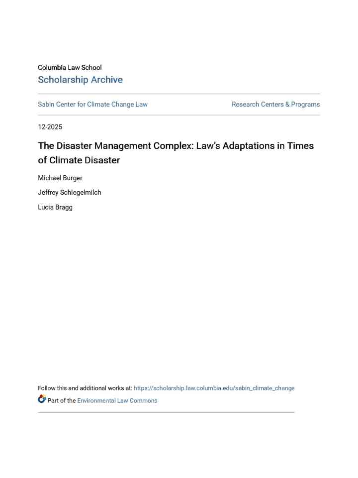 The Disaster Management Complex: Law’s Adaptations in Times of Climate Disaster  thumbnail