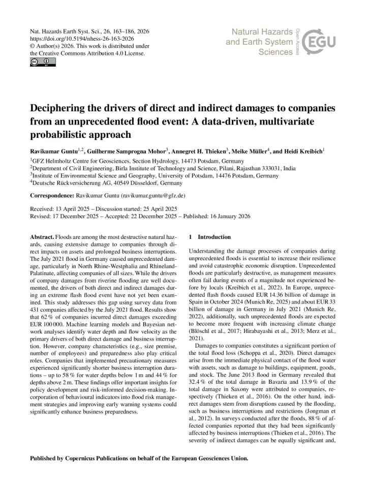 Deciphering the drivers of direct and indirect damages to companies from an unprecedented flood event: A data-driven, multivariate probabilistic approach thumbnail