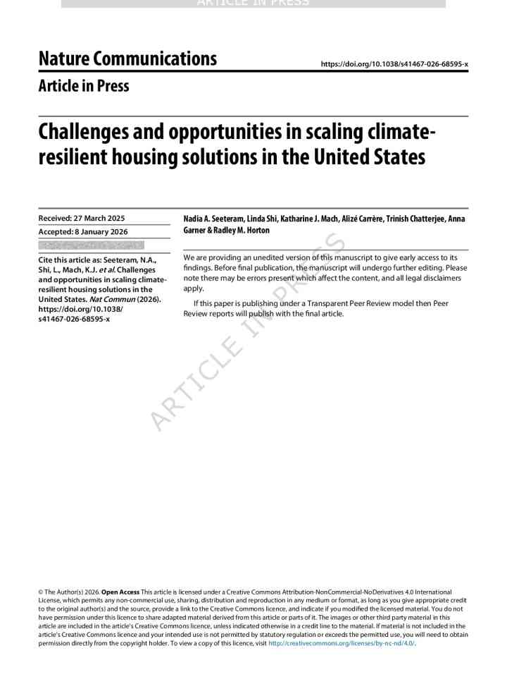 Challenges and opportunities in scaling climate-resilient housing solutions in the United States thumbnail