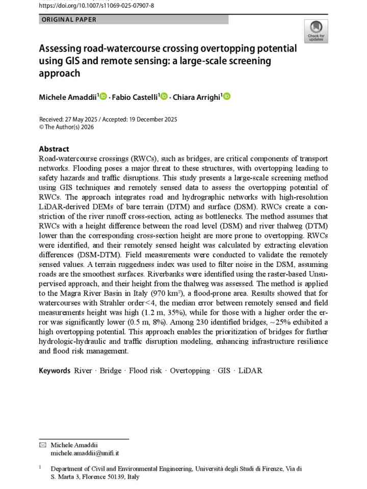Assessing road-watercourse crossing overtopping potential using GIS and remote sensing: a large-scale screening approach thumbnail
