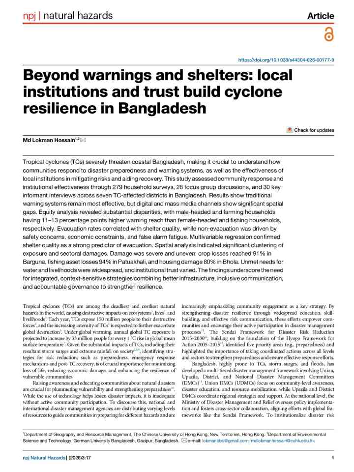Beyond warnings and shelters: Local institutions and trust build cyclone resilience in Bangladesh thumbnail