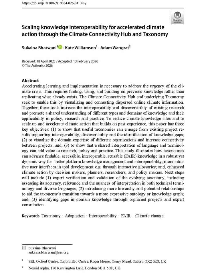 Scaling knowledge interoperability for accelerated climate action through the Climate Connectivity Hub and Taxonomy thumbnail