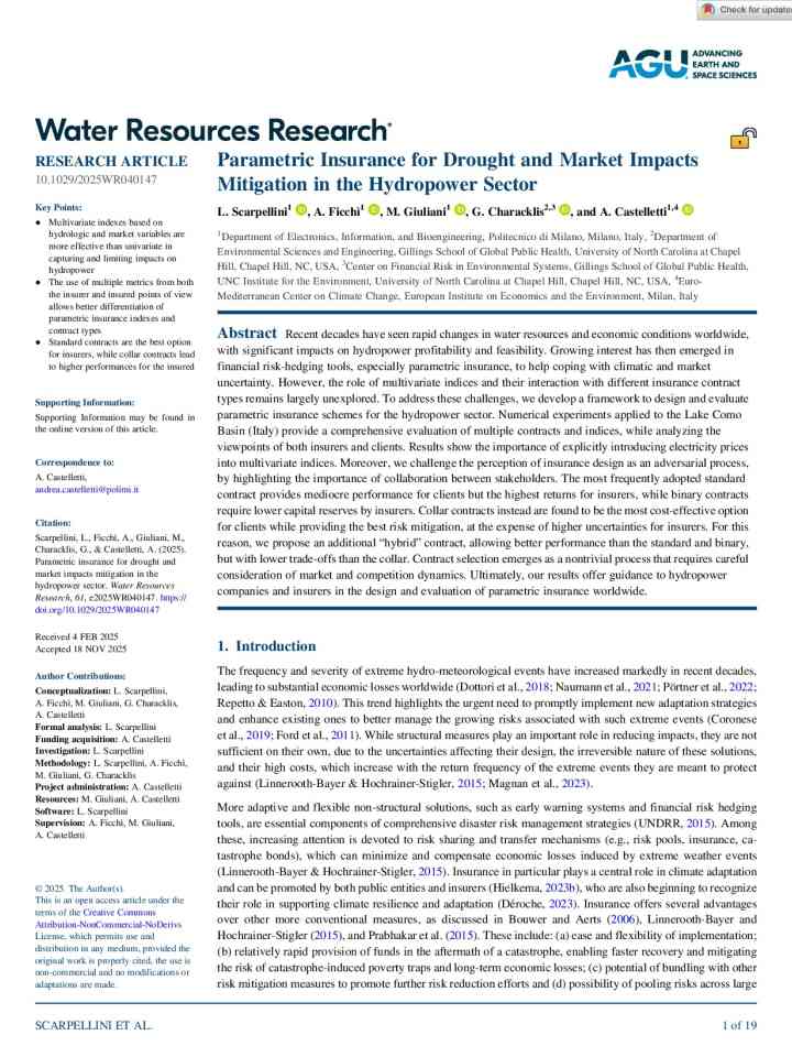 Parametric insurance for drought and market impacts mitigation in the hydropower sector thumbnail