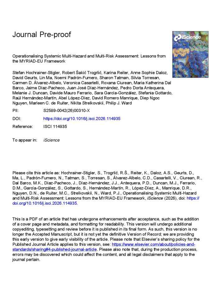 Operationalising systemic multi-hazard and multi-risk assessment: Lessons from the MYRIAD-EU framework thumbnail