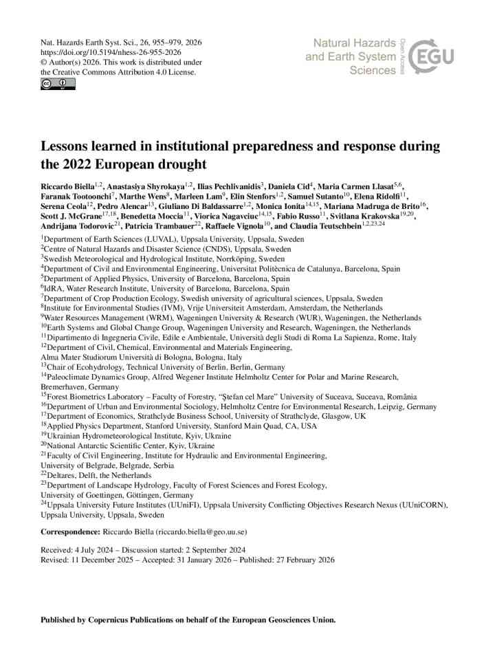 Lessons learned in institutional preparedness and response during the 2022 European drought thumbnail