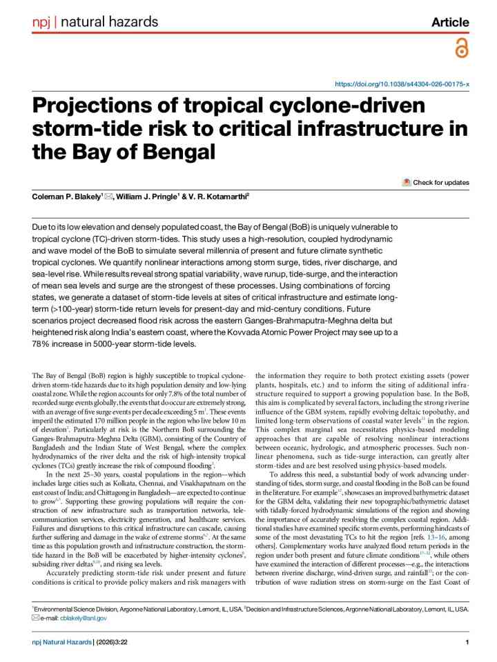 Projections of tropical cyclone-driven storm-tide risk to critical infrastructure in the Bay of Bengal thumbnail