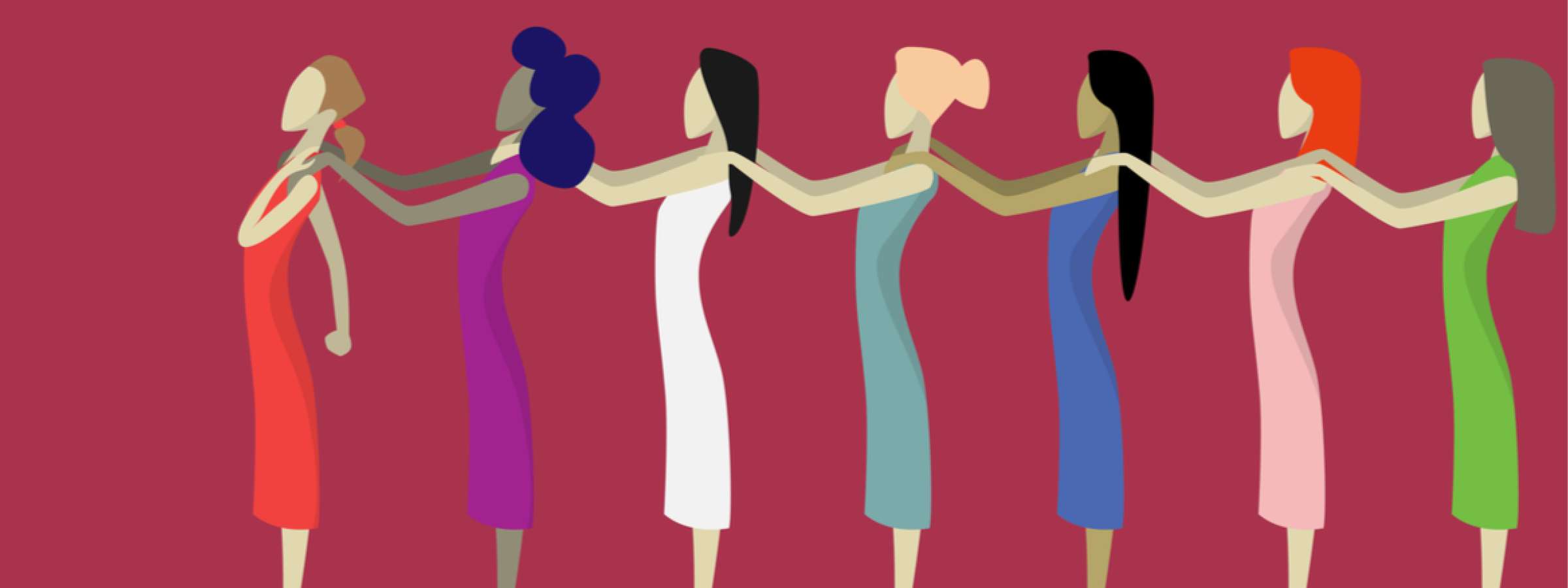 Stop violence against women. Conceptual image of brave women fighting for their rights. The women in this picture are holding each other's shoulders. 