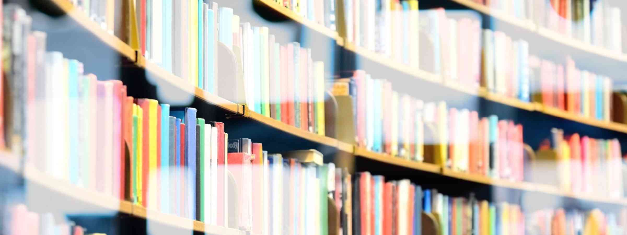 Library shelves filled with books